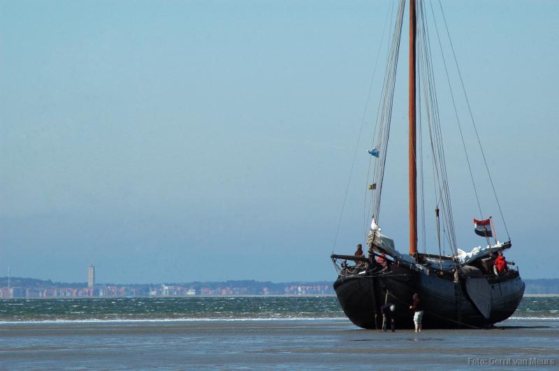 droogvallen op het wad bij laag water